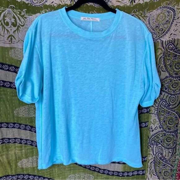 NWOT We The Free Cassidy Cyan Oversized Tee Size Extra Small - Picture 1 of 12